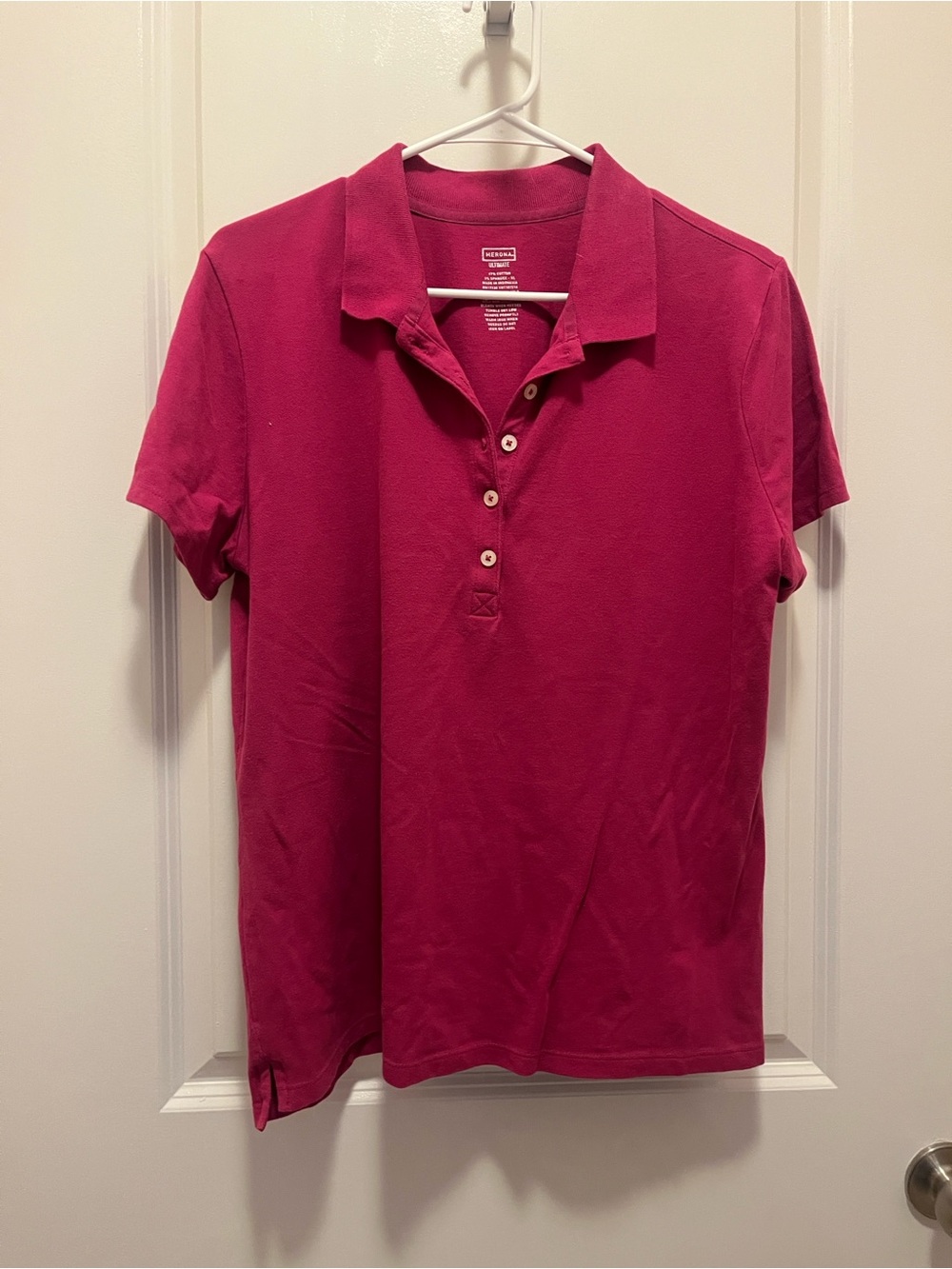 Merona Raspberry Pink Short-Sleeve Polo Top